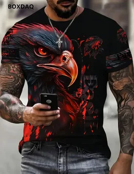Fashion Eagle Men's T-Shirts Loose O-Neck Casual Tops Short Sleeve 3D Animal Printing Street T Shirt 6XL Big Size Breathable Tee - Aliexpress - FashionsVida