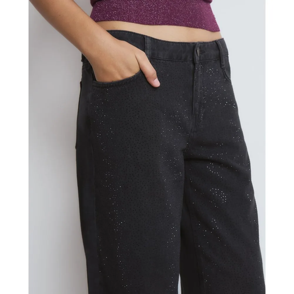 Vaquero recto de mujer con brillos - Brownie - FashionsVida