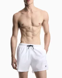 Boxer mare bianco con coulisse e logo ricamato