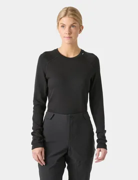 Women's Lifa Merino Midweight Crew Base Layer Black XS - Black - Female - Helly Hansen - FashionsVida