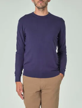 Maglia girocollo blu indaco tinta unita - Paul Baker - FashionsVida