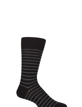 Mens 1 Pair Worthington Striped Merino Wool Socks Black / Green 10-12 Mens - Black - Size: 10-12 Mens - Pantherella - FashionsVida