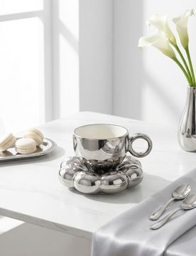 Tazza con piattino - argento