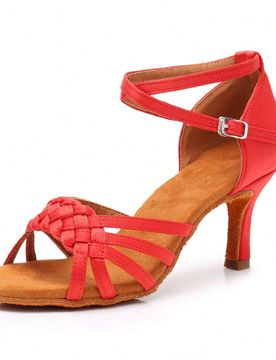 Par de Zapatos de baile latino rojos 2026 para mujer, tacón alto, suela blanda, para baile social al aire libre, escuela de baile y actuaciones, esti