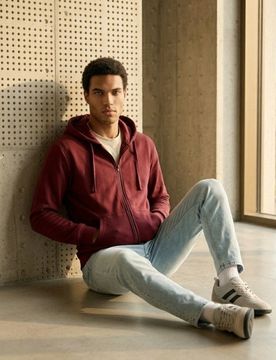 Top da jogging con zip e cappuccio - rosso