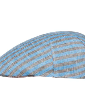 Twotone Stripes Flat Cap by Alfonso DEste - blue - Size: S (54-55 cm) - Alfonso D´Este - FashionsVida