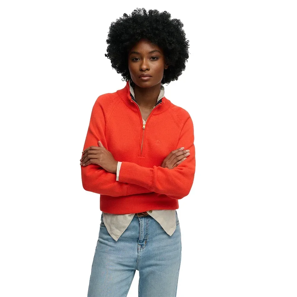 Pull à Demi-zip Classic Grenadine Orange S - Superdry - FashionsVida