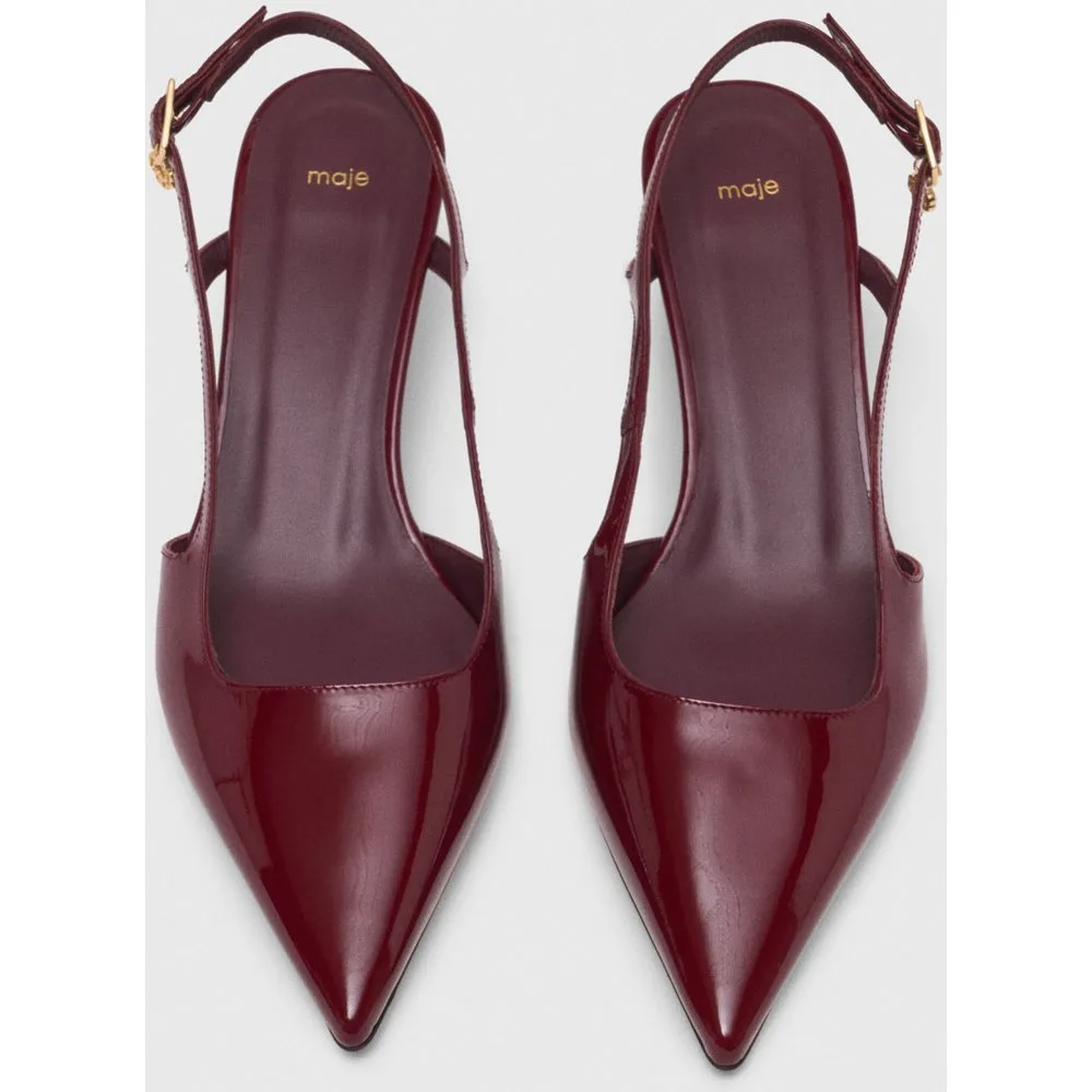 Zapato de mujer de tacón slingback de charol - Maje - FashionsVida