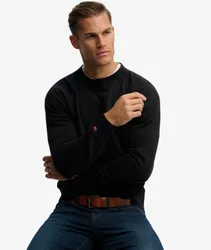 Superdry Herren Baumwolle Gesticktes Logo Essential Raglan Rundhals-Sweatshirt, Schwarz - Größe: XL