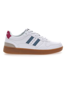 Sneakers Bianche con Dettagli Blu e Rosa e Suola in Gomma Patricien 39