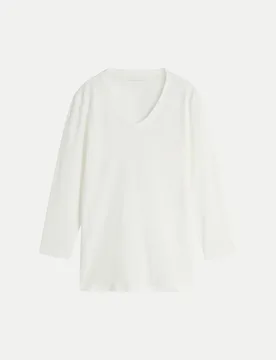 Basic Langarmshirt mit V-Ausschnitt Weiß XL - Tom Tailor Casual - FashionsVida