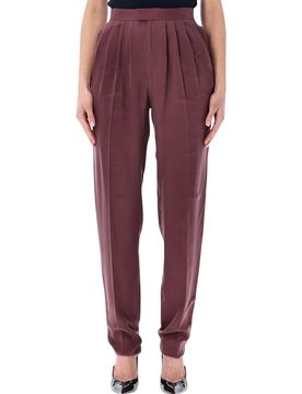 Pleated Silk-habotai Straight-leg Pants