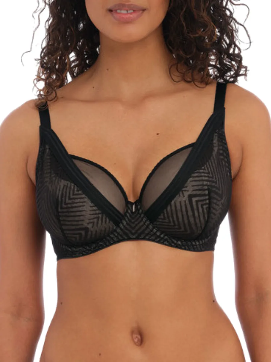 Womens Tailored High Apex Plunge Bra - Love Potion - Black Nylon - Size 28ff - Freya - FashionsVida