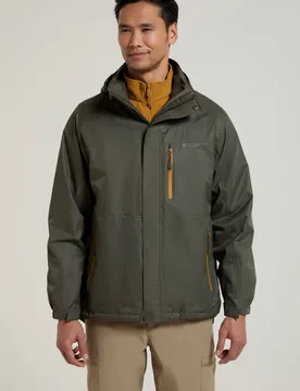 Bracken Extreme Mens 3 In 1 Waterproof Jacket - Green - Green - Size: XL - Mountain Warehouse - FashionsVida