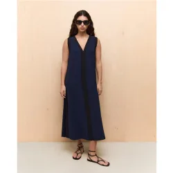 Vestido largo de mujer tumbleado contrastres