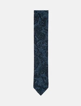 Schmal (5cm) Krawatte Paisley Blau **** - Seidensticker - FashionsVida