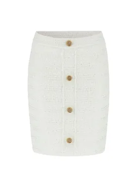 Jupe en tweed courte à boutons - Guess - FashionsVida