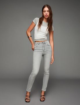 Jean Skinny Soft Taille Haute 34 Gris