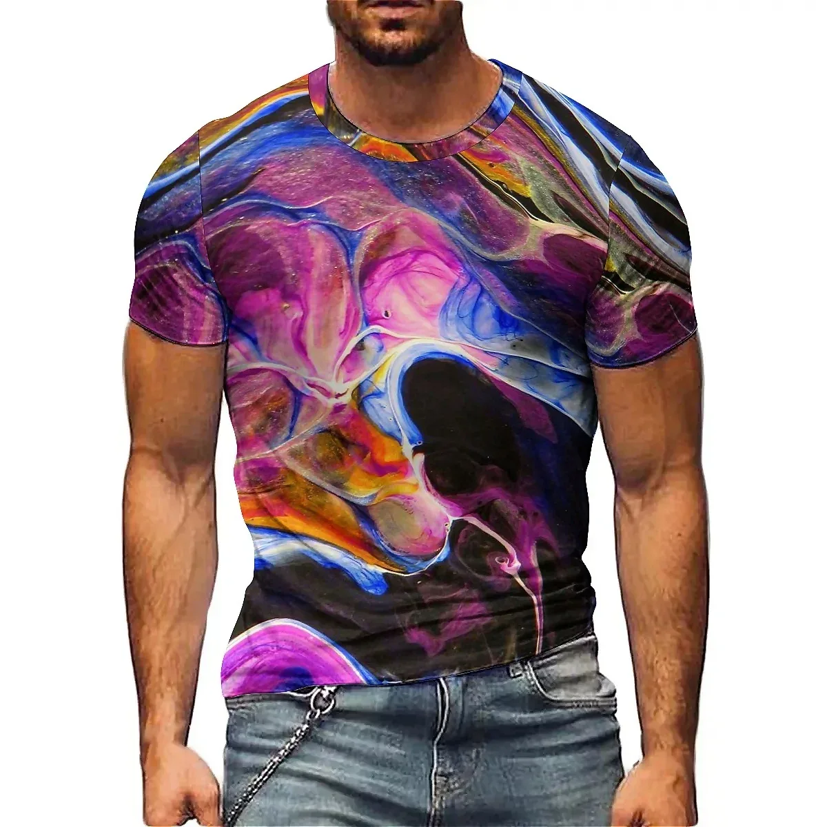 Men's 3D Printed Short-sleeved T-shirts with Geometric Abstract Graphics, Smooth Fabric - Aliexpress - FashionsVida