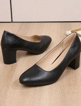 Zapatos de trabajo para azafatas para mujeres, zapatos de oficina negros para estar de pie, tacones altos profesionales para entrevistas, zapatos de e - Shein - FashionsVida