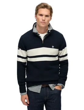 Pull à Demi-zip Stripe Eclipse Navy / Bone White S Homme