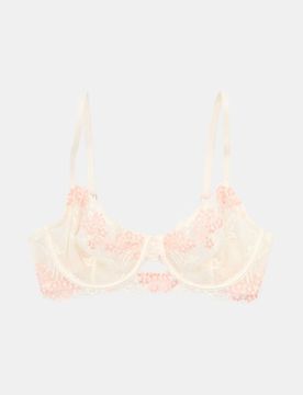 Reggiseno in pizzo con ferretto e motivo floreale - rosa pastello