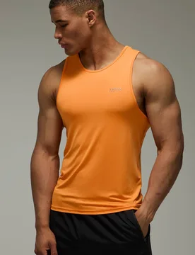 Men's Active Running Vest Neon-Orange Size Small Neon-Orange S - boohooMAN - FashionsVida