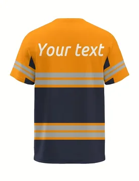 Custom Men'S 3D Printed Workwear T-Shirt - Custom Front & Back Text Design, Fluorescent Green & Orange, Regular Fit Casual - Aliexpress - FashionsVida