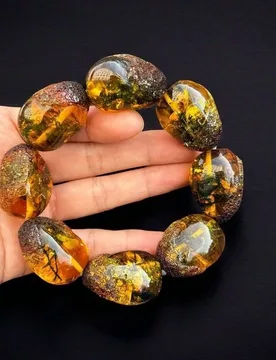 Baltic Sea bracelet, a collectible item for men women, featuring natural amber with aquatic inclusions and nat - Aliexpress - FashionsVida