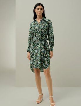 Robe En Soie Chic Robe Chemise Longueur Genou Soie De Haute Qualité S