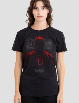 Women's Daredevil Man Without Fear Paint T-Shirt, Black Size: Large - Black - Size: L - Marvel - FashionsVida
