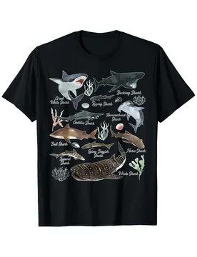 Ocean Marine Sea Educational Shark pattern -100% cotton summer short-sleeved O-neck men's printed T-shirt - Aliexpress - FashionsVida