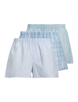 Boxers Milano 3 Unità Chambray Blue / Chambray Striped / Skyway Checks M