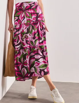 Maxi-Rock mit Volants und Print female Pink - Street One - FashionsVida