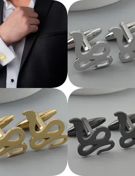 Punk style hollow agile snake stainless steel 18K gold-plated cufflinks, silver French shirt buttons, suit wedding accessories - Aliexpress - FashionsVida