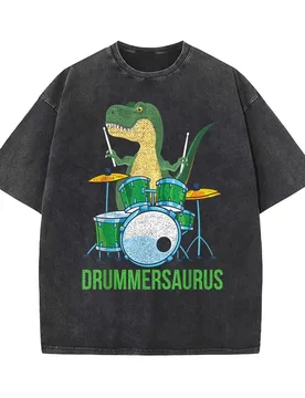 Funny Dinosaur Musician T Rex Drummer Men's Gift Drums Pure Cotton T-shirt For Man Oversized Art Graphic Clothing Printed - Aliexpress - FashionsVida