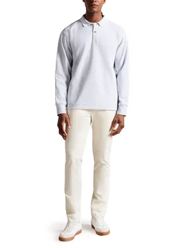 Mens Jermyn Long-Sleeved Rugby Polo, Grey Marl Cotton - Size 2xl - Ted baker - FashionsVida