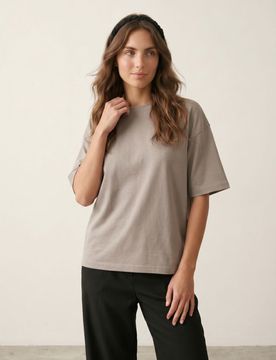 T-shirt in cotone con effetto slavato - grigio chiaro