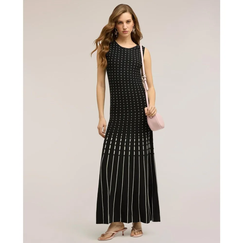 Vestido largo plisado de punto modelo sin mangas con ajuste regular - Motivi - FashionsVida