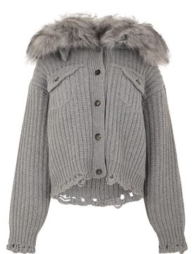 Elegant Cardigan with Fur Collar for Women