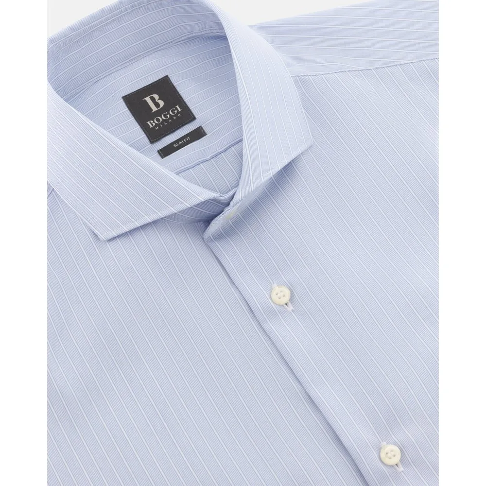 Camisa de rayas de algodón slim fit - Boggi Milano - FashionsVida