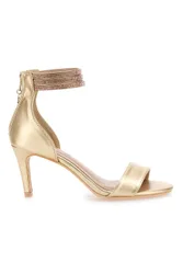 Sandali oro con cinturino gioiello e tacco sottile 920 39