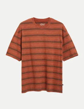 RED LABEL T-Shirt mit Streifenmuster Braun XL - S. Oliver - FashionsVida