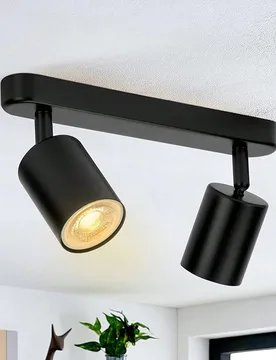 Luz empotrada de techo GU10, negra/blanca, de cabezal único/doble/triple, con/sin bombilla, de material de aluminio, adecuada para tienda/estudio/dor - Shein - FashionsVida