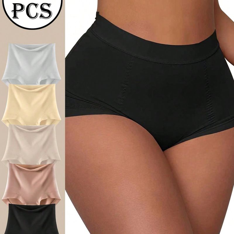 Piezas de bragas de control abdominal sin costuras de cintura alta, shorts ajustados, adecuados para múltiples ocasiones, control ligero del abdomen,