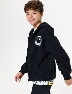 Top da jogging con zip e cappuccio SmileyWorld® - nero