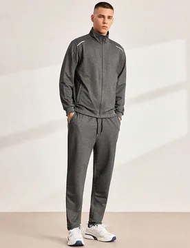Piezas/Set Chaqueta y Pantalones Deportivos Casuales con Cremallera y Cuello Alto para Hombre, Adecuado para Uso Diario en Otoño y Gimnasio - Shein - FashionsVida