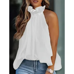 Elegant Women's Halter Neck Vest - Lightweight, Semi-Sheer, Washable% Polyester