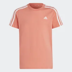 T-shirt Essentials 3-Stripes Cotton 7-8A Semi Coral Fusion / White
