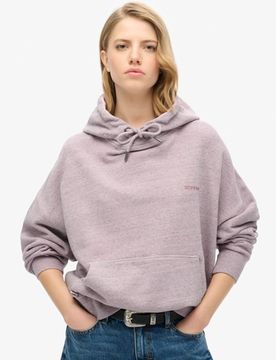 Superdry Damen Überfärbtes Essential Hoodie mit Logo Pink - Größe: 44